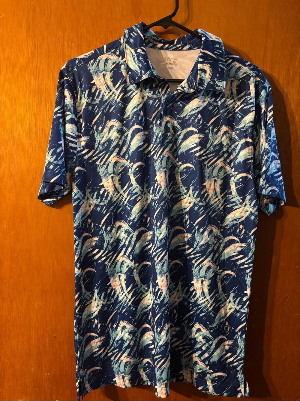 bcg Men's Navy Blue Abstract-Pattern Polo
